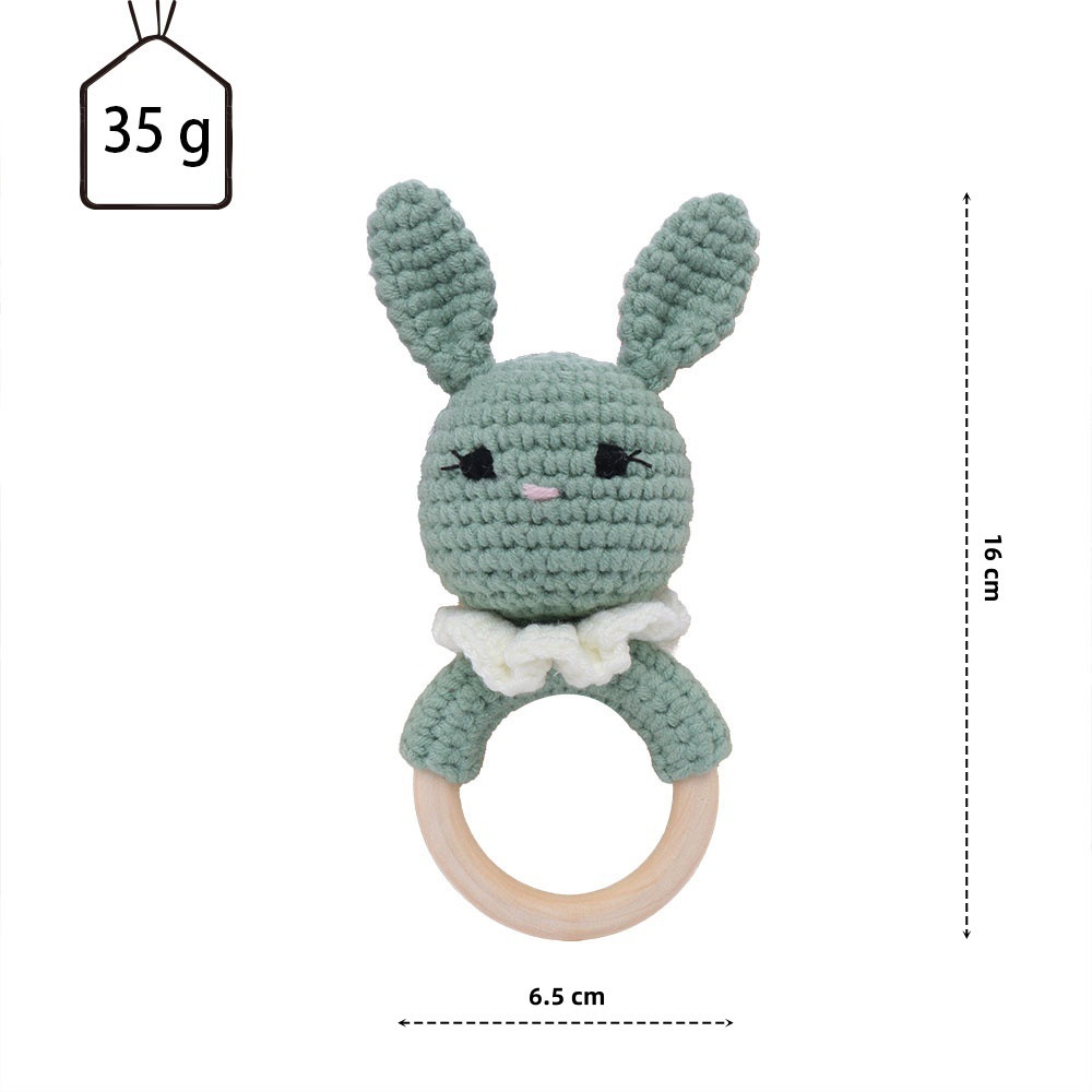Sonajero conejo de peluche verde con bufanda-16