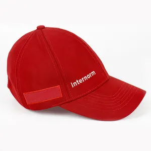 Gorra de béisbol de algodón, color rojo liso, 5 puertos, promoción, logotipo personalizado