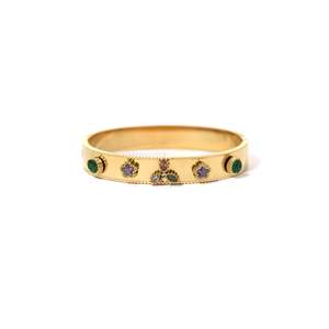 Bracelet en acier inoxydable plaqué or avec pierres précieuses pour femmes, bijoux de mode - Product Image 1