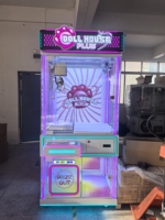 Machine à griffes à structure métallique avec vitrine à prix en verre transparent et éclairage néon, attrape-poupées, distributeur de jeux d'arcade, garantie 1 an, version espagnole