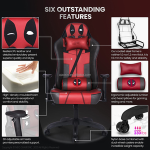 Silla Gamer เก้าอี้เล่นเกมหนัง PU ปรับเอนได้ตามต้องการเก้าอี้เล่นเกมสำหรับคนแมงมุมคอมพิวเตอร์ - Product Image 4