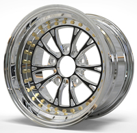 Roue boulonnée série v 15X8.0 5X120.65 ET + 12 espaces arrière 5.0 pouces surface noire et miroir faces polies à la main roue 3 pièces