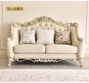 Meubles de maison de luxe, ensemble de canapés élégants 1+2+3, designs de meubles de style palais européen, ensemble de canapés en cuir et bois courbé - Product Image 6