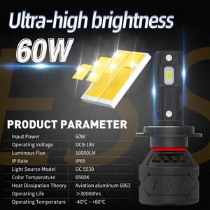 Xenplus fabbrica di alta qualità all'ingrosso E5S Kit faro a LED 60W 16000LM 6500K bianco freddo per H1 H7 H4 9005 9006 prese 9012 - Product Image 4