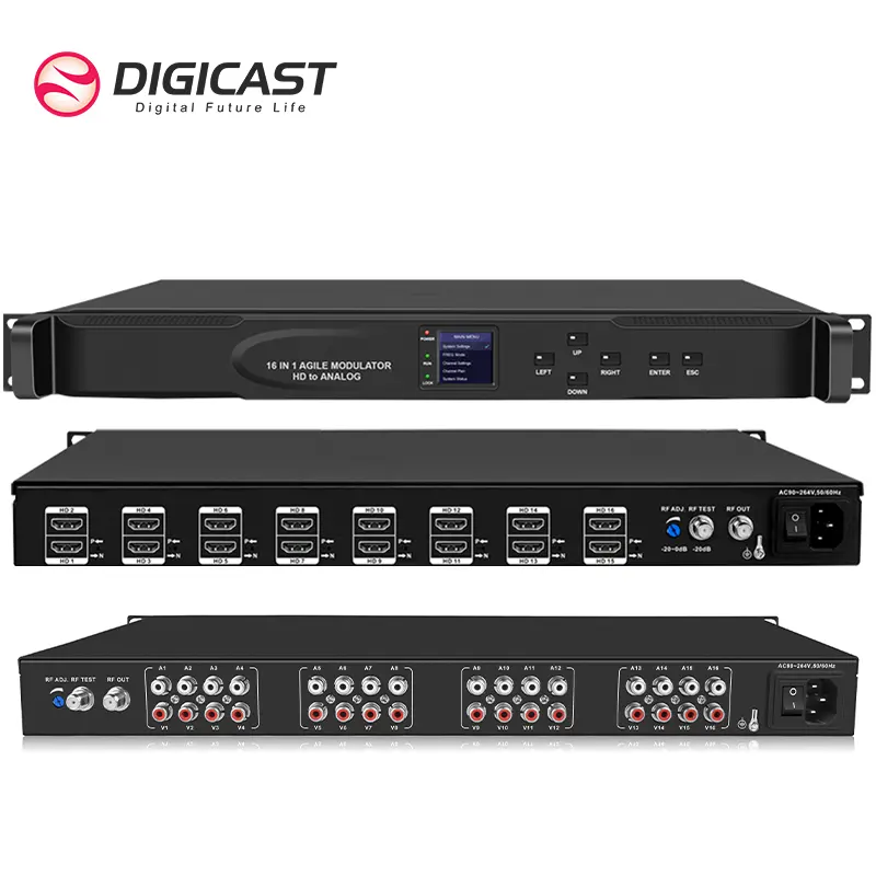 DMB-6100H de 16 canales, modulador analógico HD, convertidor de TV, modulador Ágil