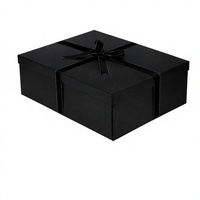 Boîte cadeau en carton noir, boîte d'emballage rigide, logo personnalisé pour cadeau et artisanat