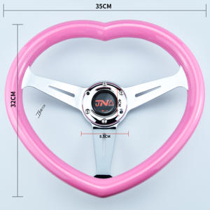 Prêt à expédier JDM Racing Culture <span class=keywords><strong>volant</strong></span> en forme de <span class=keywords><strong>coeur</strong></span> plat profond <span class=keywords><strong>volant</strong></span> de 14 pouces avec bouton de klaxon de logo Anime personnalisé - Product Image 2