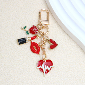 Nouveau goutte à goutte huile <span class=keywords><strong>rouge</strong></span> saint valentin baguette magique amour Rose fleur de cerisier porte-clés créatif mignon pendentif - Product Image 3