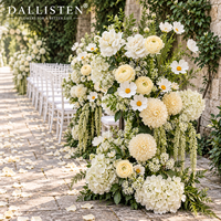 Instalasi Bunga Pernikahan Dahlia Hydrangea Putih Dallisten, Rangkaian Bunga Palsu untuk Latar Belakang Pengantin, Dekorasi Acara