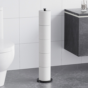 Portarotolo da Bagno AKPN in Acciaio Inox dal Design Semplice, Portarotolo da Terra a Barra Singola con Scopino per WC - Product Image 4