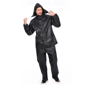 100% Polyester PVC không thấm nước Áo Mưa Quần <span class=keywords><strong>y</strong></span>ếm có dâ<span class=keywords><strong>y</strong></span> đeo trùm đầu áo mưa màu đen áo mưa bán buôn câu cá Golf thiết bị - Product Image 5