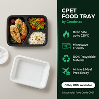 Contenants alimentaires jetables en plastique CPET rectangulaires blancs à compartiment unique, adaptés au micro-ondes, pour plats à emporter