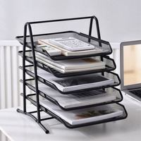 Organizador de Archivos de Escritorio para Oficina, Bandeja Plegable de Malla Metálica para Documentos y Cartas con Asa, Organización de Oficina