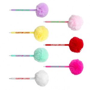 Plush Ball Promotional Plastic Ballpoint Pens Wholesale <b>Creativity</b> Slim Signature Pens with Custom logo for Corporate Events - Product Image 2