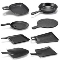 Plats de service en mélamine de haute qualité, grands, pour la restauration, avec poignée, noirs, incassables, ensembles de plats en mélamine pour restaurant
