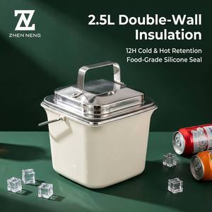 Seau à glace en acier inoxydable OEM de qualité supérieure 2,5 L, boîte à <span class=keywords><strong>lunch</strong></span> portable isotherme à double paroi pour la maison, le bureau et l'extérieur - Product Image 2