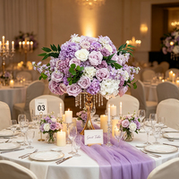 DKB Décoration de Mariage Luxe Colorée, Centre de Table en Fleurs Artificielles Violettes et Blanches, Rose et Gypsophile, Boule de Fleurs Décorative