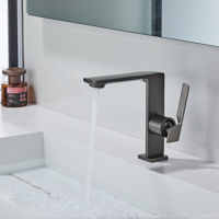 Robinet de lavabo en laiton durable, anti-décoloration, avec logo personnalisable, design élégant, mitigeur à poignée unique