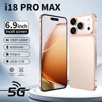Téléphone Android I18 Pro Max 5G, bandes globales LTE, Snapdragon 8 Gen4, appareil photo HD 108MP, 8000mAh, lecteur d'empreintes digitales 0,01s, AMOLED 144Hz, 16 Go de RAM