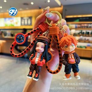 Nouveau dessin animé Anime démon tueur porte-clés mignon Nezuko poupée Couple sac breloque <span class=keywords><strong>petit</strong></span> cadeau accessoire porte-clés - Product Image 2