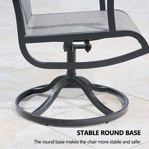 Sillones de comedor con <span class=keywords><strong>balancín</strong></span> giratorio para patio moderno de metal para exteriores con respaldo alto de tela de malla transpirable para uso en sala de estar y parque - Product Image 2