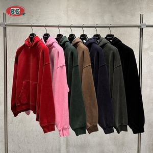 男性用プルオーバービンテージ赤ブランク特大パーカーストリートウェアカスタム刺繍ドロップショルダー - Product Image 3