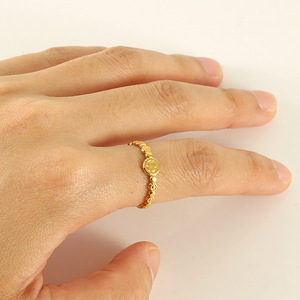 European Style Gold Tone <b>Adjustable</b> <b>Ring</b> For Women Geometric Design Plain Band Gift Jewelry - Product Image 1
