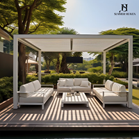 Pavillon de jardin en aluminium robuste avec rideaux et moustiquaire pour cuisine extérieure, barbecue, fête, loisirs, patio, cour arrière