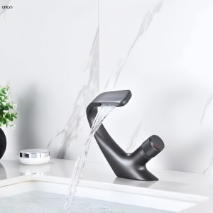 ก๊อกน้ำสีโรสโกลด์อ่างล้างหน้าในห้องน้ำทองเหลืองทองเหลืองทองเหลืองร้อนเย็น - Product Image 4