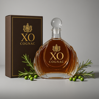 Bouteille en verre gaufré de luxe 730 ml XO Super-flint vide pour Brandy, Cognac, Spiritueux, Liqueur, Whisky – Vente en gros, Usine, OEM