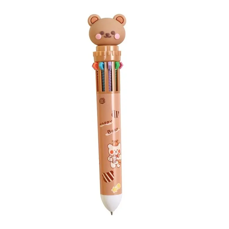 قلم حبر جاف على شكل دب كاواي 10 ألوان من قائمة الكتب الأكثر مبيعًا قلم حبر جاف على شكل كرتون ، أداة كتابة للطلاب