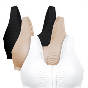 Women's Plus Size Simple U-NECK <b>Racerback</b> Light Support Breathable Yoga Sports <b>Bra</b>-Seamless Knitted Back Button Front - Product Image 2