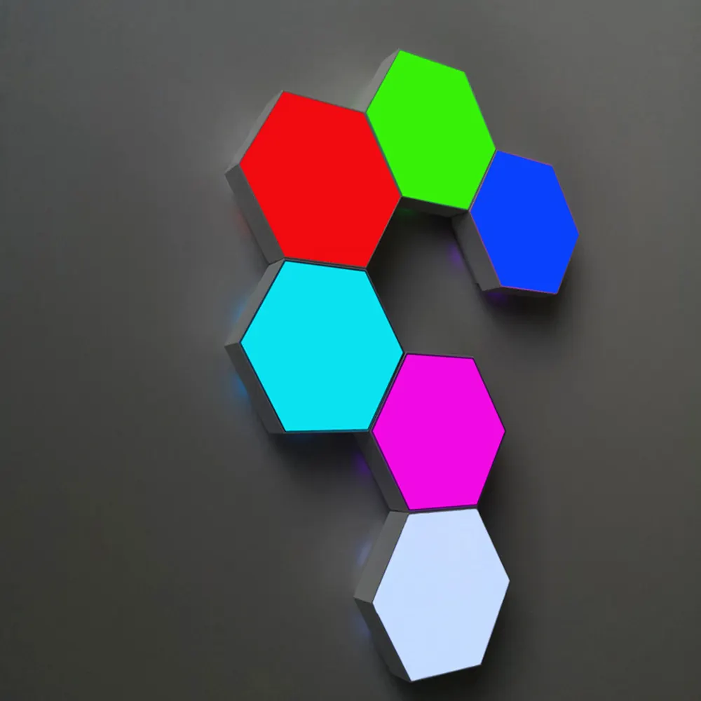 DIY Hexagon Geometry Modular Creative Wall Lamp Touch Sensitive Led Hexagonal Quantum Night Light for Living Room