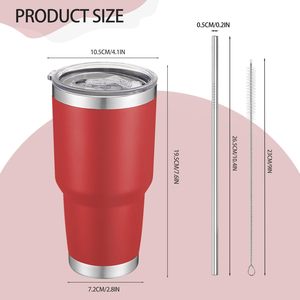 Insulated Tumbler 30oz Stainless Steel Double Wall Vacuum Travel <b>Coffee</b> <b>Cup</b> Lid <b>Straw</b> Multicolor Set 6-12 Hours Thermal - Product Image 2