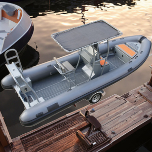 Heavy Duty 22 ft Open RIB 660 Double Aluminum Rigid Hull <b>PVC</b>/Hypalon Inflatable Boats With T-<b>top</b> for Sale - Product Image 1