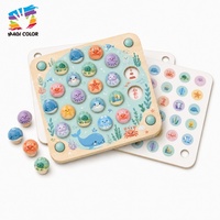 Jeu de tri et d'association sur le thème des animaux du zoo en bois avec cartes double face et jeu de puzzle interactif à boutons pour les tout-petits W12E248