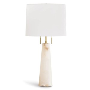 White Alabaster Taper & Gold Modern Luxury Table Lamp | Opulent Lighting for Hotel Lobby & Premium Bedroom - Product Image 1