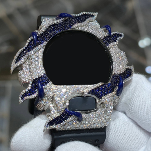Boîtier de <span class=keywords><strong>montre</strong></span> de <span class=keywords><strong>luxe</strong></span> en or blanc, serti de diamants VVS Moissanite, style Hip Hop, en argent 925, avec lunette de <span class=keywords><strong>montre</strong></span> DW6900 - Product Image 2