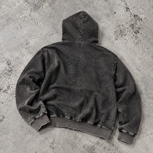Felpa con cappuccio nera vintage lavata con zip, effetto distressed, vestibilità oversize, manica lunga, stile streetwear urbano casual, da uomo - Disponibile - Product Image 2