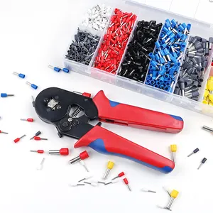 1200PCS 22-8AWG HSC8 6-4 Adjusting Tube Cable Sleeves Brass/Copper Electric Hydraulic Kit Plier Hexagonal Ferrule Crimping Tool