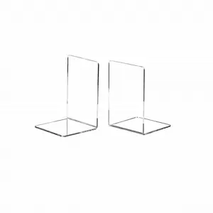 Clear Acrylic Bookends Heavy Duty Acrylic Book Ends Desktop Acrylic Organizer Book Stopper for Books/Movies/CDs