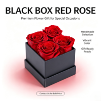 Roses éternelles personnalisées dans un coffret cadeau carré, 4 roses éternelles artisanales pour l'anniversaire des femmes, la Saint-Valentin, Noël