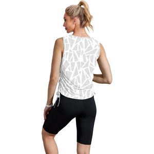 Camiseta de Yoga para Mujer, Cuello Redondo, Fruncida, con Lazos Ajustables, Transpirable, de Spandex y Poliéster, Ropa Deportiva para Gimnasio, Verano 2026 - Product Image 5