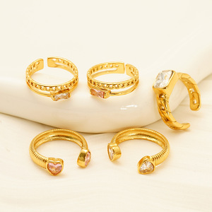ZOGXIN Fashion Gold Zircon Open Ring For Women Geometric Design Party Jewelry - Product Image 2