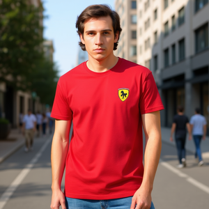 T-shirt Cavallino Rossa a Maniche Corte da Uomo per Abbigliamento Casual - Product Image 3