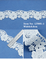 Bordure en dentelle de polyester blanche avec broderie florale pour accessoires vestimentaires et sacs
