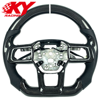 Volante Deportivo de Carreras Personalizado en Fibra de Carbono y Cuero Negro para Ford Mustang S650 GT350 500 Shelby 2024-2026