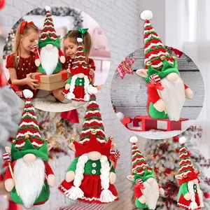 Custom Velvet Christmas Ornaments Navidad Xmas Tomte Dwarf Dolls Plush Elf Gnomes For Christmas Party Decoration