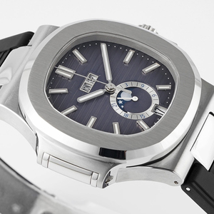 Relojes de diseño de lujo para hombre, reloj mecánico automático con esfera azul, fase lunar, calendario anual, correa de caucho, reloj de pulsera - Product Image 2