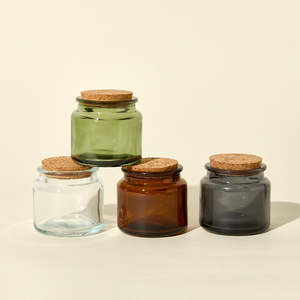 Vente en gros Petit pot à bougie en verre rond ambré <span class=keywords><strong>de</strong></span> 100ml vide avec couvercles en liège - Product Image 6